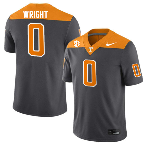 Men #0 William Wright Tennessee Volunteers College Football Jerseys Stitched-Anthracite